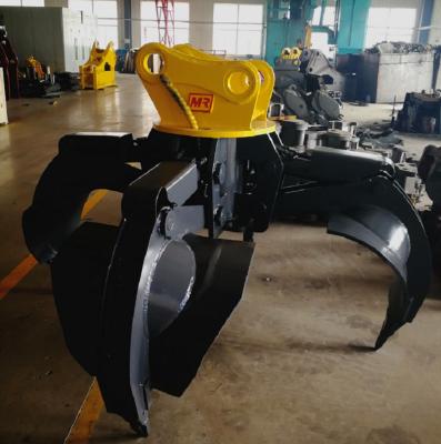 China Excavator Attached Hydraulic Chute Grapple Excavator Orange Peel Grapple 5-6 Jaw 360 Degree Rotation CE/ISO for sale