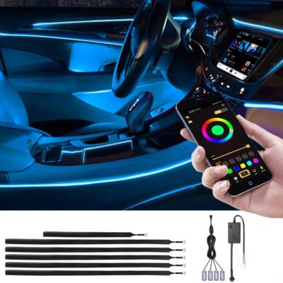 China Car Ambient Lighting Wireless Ambient Lighting RBG Fiber Optic Car App Control Ambient Light Automobile Interior Ambient Light for sale