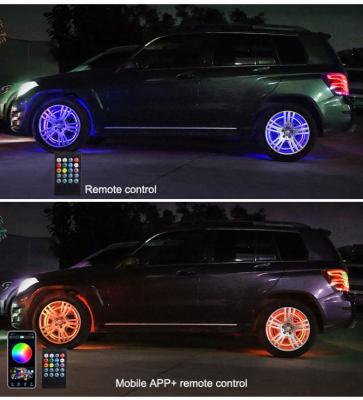 China Waterproof Car Accessories 14.5/15.5/17Inch Waterproof IP68 4pcs RGB Kits Wheel Ring Led Car Wheel Lights for sale