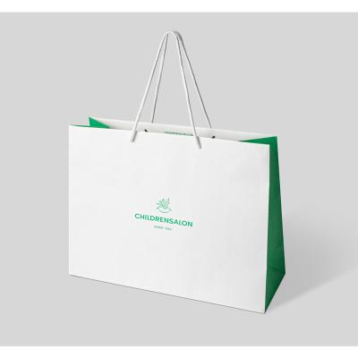 China Recyclable Customized Grocery Show Supermarket Tote Paper Bag Art Paper Portable Eco-friendly Bag for sale