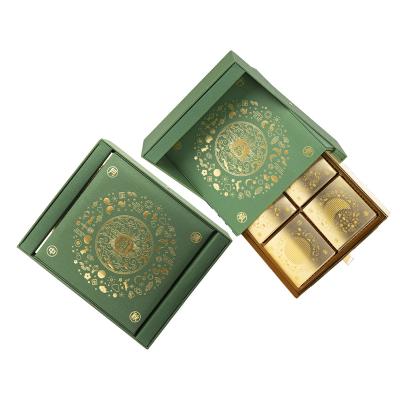 China Modern Elegant Custom Luxury Cardboard Drawer Moon Cake Gift Box With Bag And Small Box Set for sale