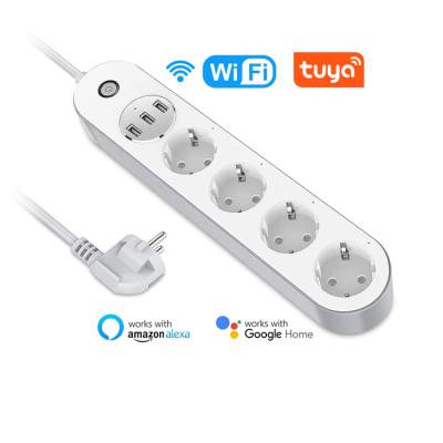 China Tuya WiFi Smart Plug Outlet Surge Protector Residential/Multipurpose Wireless Power Strip with 3 USB Ports for APP Control Alexa Google Home for sale