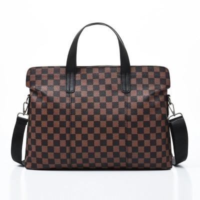 China 2021 High Quality Lattice Shoulder Briefcase Vintage Men's Handbag Bag Luxury High Quality PU Men's Business Crossbody Bag Backpack for sale