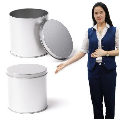 China Cake Customized Silver Environmental Friendly Cylindrical Tin Can Box Frosted Cake Food Grade Tin Can for sale