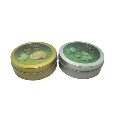 China Other Customized Mini Packing Factory Jiayun Fruit Round Two Piece Swiss Candy Tin Box for sale