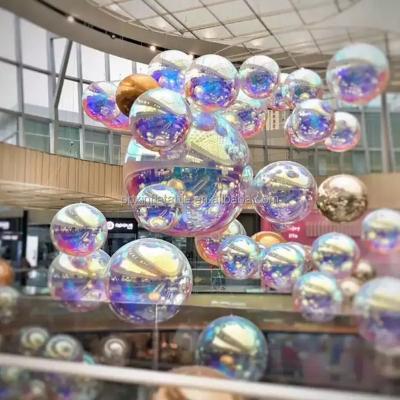 China High Quality Eco-friendly Reflective Inflatable Balloon Double Layer Mirror Silver Giant Inflatable Mirror Ball For Event Decoration for sale