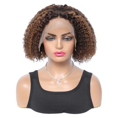 China Brazilian Raw Cambodian Curly Blonde Virgin T Piece Lace Wig Jerry Curl In Stock Free Mink Pixie Cut Human Hair Wig 100% for sale