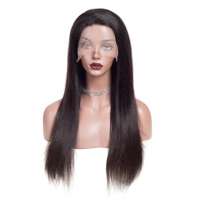 China 100% Virgin Human Hair Superb Brazilian Hair Wig Long Black Straight Hair Wig 13x4 Lace Frontal 20 Inches for sale