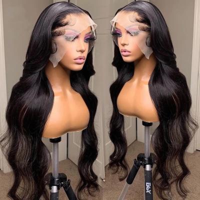 China Wholesale Raw Brazilian Human Hair 13x4 Long Transparent Lace Wig Body Wave Body Wave Frontal Wig For Black Women for sale