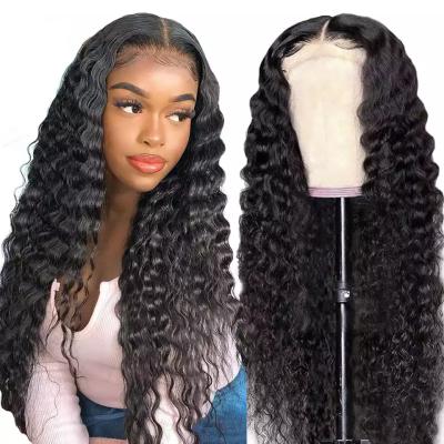 China Women HD Front Human Hair Wigs For Lace Front Human Hair Wigs 13x6 Deep Curly Water Wave Transparent Deep Curly Wigs 360 Closure Wigs 30 Inch for sale