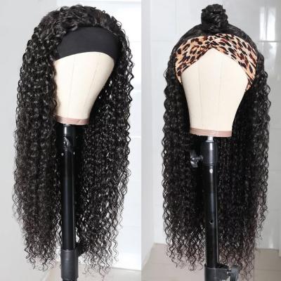 China Jerry Curl 100 Lace Up Non Glueless Custom Curly Bundles With Headband Half Wig Peruvian Wigs With Headband Hair Friendly Wigs for sale