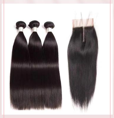 China 12A Bundles Straight Human Virgin Brazilian Hair With Frontal Closure 10-20 Inch Brazilian Straight Human Hair Lace Frontal for sale