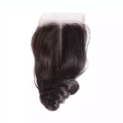 China 100% Loose Deep Hand Tied Wave Lace Loose Headband With Ear Baby Hair Lace Closure Headband Brazilian Remy Hair Transparent Ear Lace for sale