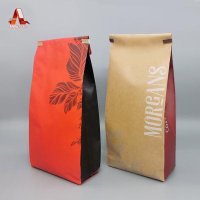 China Moisture Proof kraft coffee bag valve biodegradable tea packaging bag kraft recycle flat bottom aluminum coffee pouch kraft gusset bags for sale