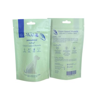 China Moisture Proof Wholesale Dog Treat Food Pouch With Clear Window 50g 100g 200g 1kg Pet Snack Packaging Bag with Zip Lock Dog Food Stand Up Pouch for sale