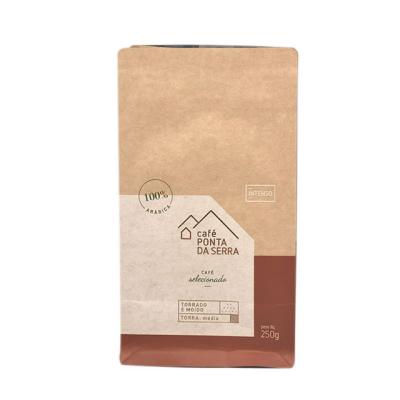 China Biodegradable Resealable Brown Paper Coffee Bag Moisture Proof Coffee Tea Bags Doypack Coffee Pouch Valve Zipper Flat Bottom Gusset for sale