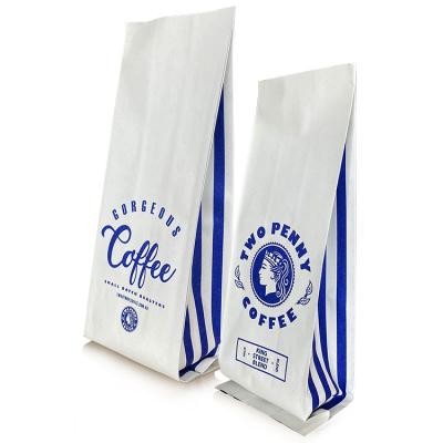 China Recyclable Coffee Bag 500g 1kg White Brown Kraft Paper Eco Friendly Coffee Bags Recyclable Coffee Beans Paper Coffee Pouch for sale