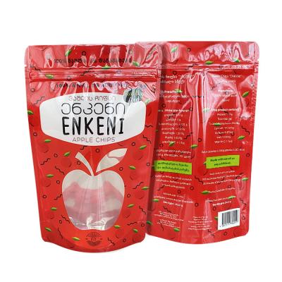 China Clear Resealable Ziplock Window Granola Bag Moisture Proof Apple Chips Pouch Coconut Chips Packaging Stand Up Pouch Nuts Packaging Bag for sale