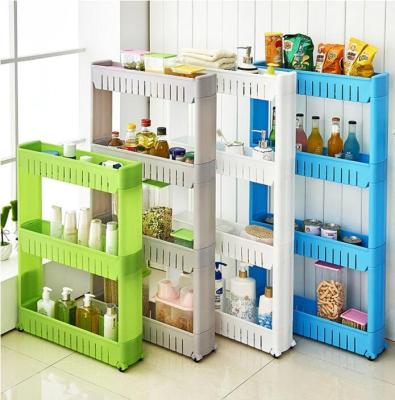 China Slim Slide Stored Out Storage Tower Rack Shelf With Wheels For Home Kitchen for sale