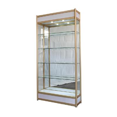 China Retail store mall//cheap supermarket factory direct home/desk and commercial metal display cabinets with LED lights for sale