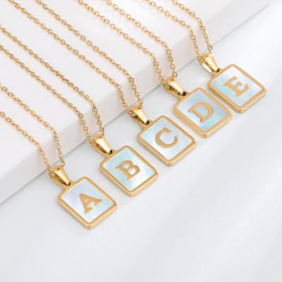 China TRENDY 26 Letter Pendant Cuban Chain Necklaces For Women Jewelry Fashion Hip Hop Style Stainless Steel for sale