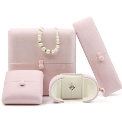 China 2022 Wholesale Eco-friendly Jewelry Ring Earring Box Packaging Jewelry Box Velvet Printed Pink Jewelry Boxes Earring Box Jewelry for sale