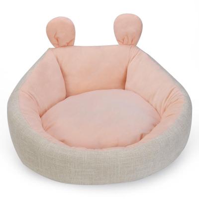 China Sustainable Factory Outlet Warm Removable Cat Bed Nest Cute Soft Cat House With Ears for sale