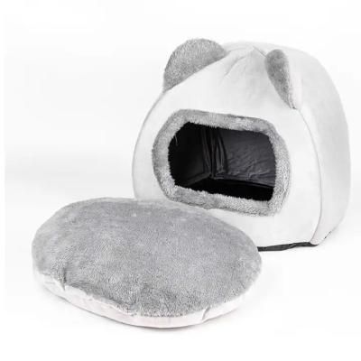 China Sustainable Hot Selling Bear Head Style Cat Nest Cat House Rest Calming Mat with Removable Fluffy Cushion Pillow for sale