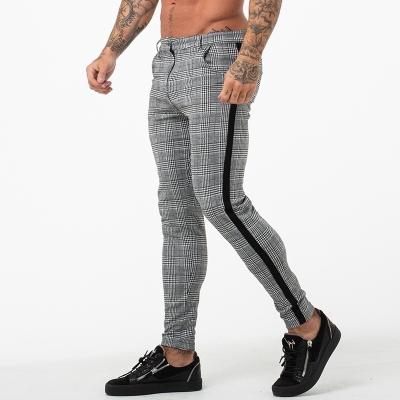 China HIGH STREET Mens Organic Cotton Plaid Pants Canvas Chino Night Pants Mens Streetwear Jins Stylish Skinny Pants Man Trousers for sale