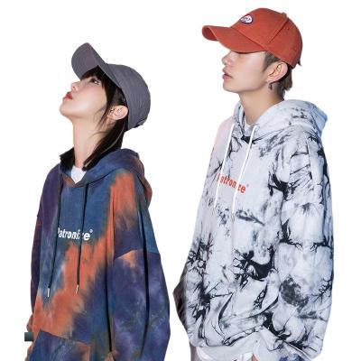 China New Breathable Distressed Designer Gym Sport Vintage Fleece Cotton Tie Dye Customized Hip Hop Eco-Friendly Pullover Plus Size Unisex Hoodie for sale