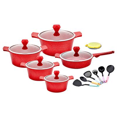 China Lankepace Sustainable Cookware Set 17 Piece Die Cast Aluminum Non-Stick Cookware Sets for sale