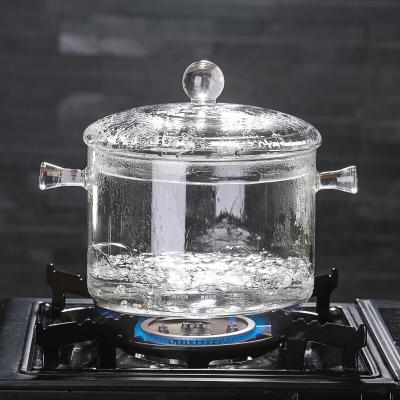 China China factory high sustainable pyrex clear transparent borosilicate glass cooking pot with double ear for sale