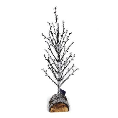 China Professional Christamas Decoration Factory 15 Inch With Base High End Acrylic Wood PE Particle Artificial Christmas Tree For Xmas Holiday Party for sale