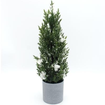 China Attractive Christmas Tree Cement Craft Snowy Green PE High 13 Inch Christamas Decoration DIY Performance DIY For Indoor Outdoor Decor for sale