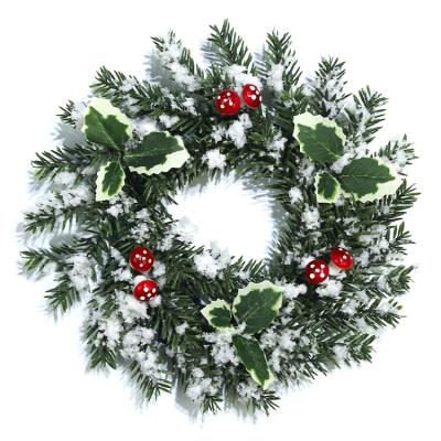 China Topbuy Christamas Decorations China 10 Inch Snow Frosted Natural Round Garland Christmas Leaves Garland For Holiday Party Artificial Pine Wreath for sale