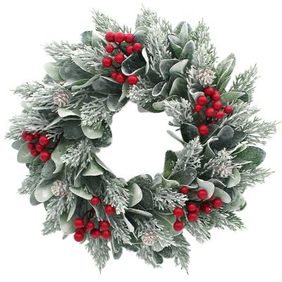 China 2023 Newest Design Factory Price Winter Elegant Christamas Decorations Snowy Christmas Garlands 15 Inch For Easter Wedding And Engagement for sale