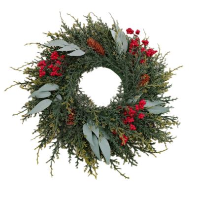 China Wholesale Green Christamas Decorations China Factory Large Leaf Hand Crafted Christmas Garland Wreath For Festival Party Home Decoration for sale