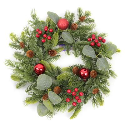 China 2023 Newest Christamas Decoration Factory Design with Artificial Pinecone and Christmas Bells Christmas Wreath for Christmas Home Decorations for sale