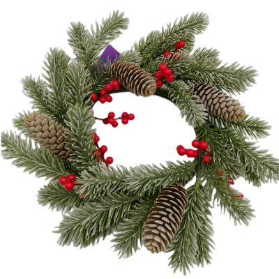 China De Christamas Decoration Amazon PE Pine Cone Best Selling Red Berry Round Wreath Christmas Leaves Snowy Wreath for Seasonal Indoor Home Decor for sale