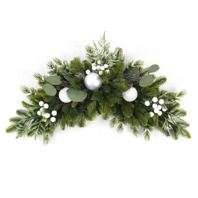 China China Factory 23.6 Inch Natural Green Christmas Decorations Christmas Ornaments Swag With Glitter And Shiny Ball For Home Garden Decoration for sale