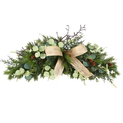 China Wholesale Cheap Christmas Decorations China Factory 23 Inch Green Hemp Ribbon Christmas Ornaments Swag Arch For Indoor Garden Family for sale