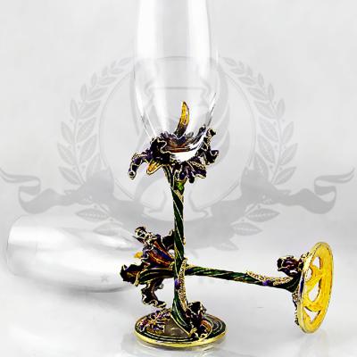 China Custom Color Enamel Colored Glass Wine Goblet Decoration Wine Goblet Cup/Decoration Wine Goblet Glass Cup for sale