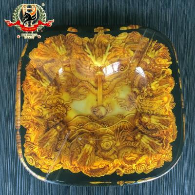 China Home Decoration Glass Ashtray Art Custom China Resin Dragon Statue Folk Custom Decor Ashtray for sale