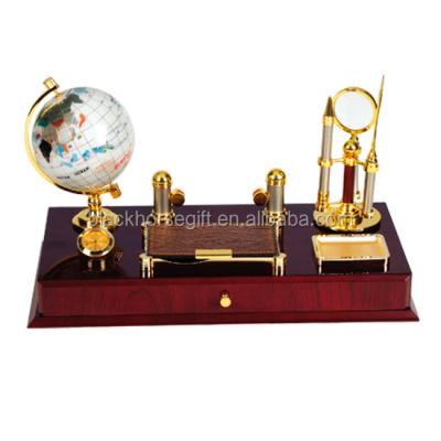 China Europe Excellent Quality Luxury Office Stationery Office Gift with World Globe, Pen Holder, Notebook for sale