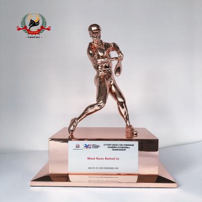 China Custom Europe Baseball Trophy Metal Figurine Large Winner Trophy Awards Baseball Player Sculpture Memorabilia for sale