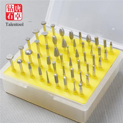 China Stone Carving Engraving Tools Easy Use 50 PCS Diamond Burrs With Different Shape For Marble Stone Glass for sale