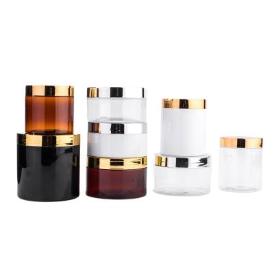 China 600ml 700ml 750ml 850ml 900ml 1200ml Cosmetic Clear Square Sweet Honey Candy Containers Food Grade Pet Plastic Jars With Aluminum Lid for sale