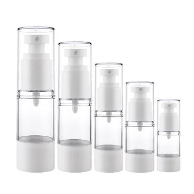 China Hot Sale Cosmetic Airless Pump Bottle White Vacuum Packaging Skin Care Packaging Plastic Samples Acrylic PUMP Sprayer Beauty Packaging for sale