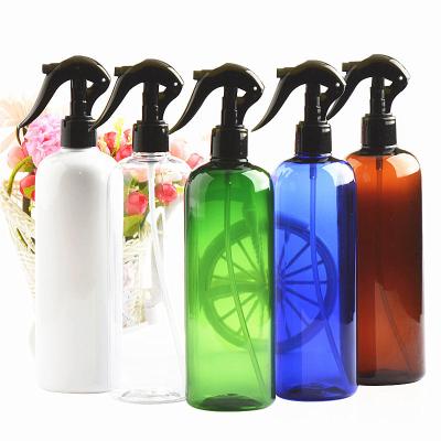 China PET Skin Care Amber Round Shoulder Boston Watering Blue Plastic Bottle Personal Packaging 250ml 300ml 500ml Empty With Mini Trigger Sprayer Clear White Black for sale