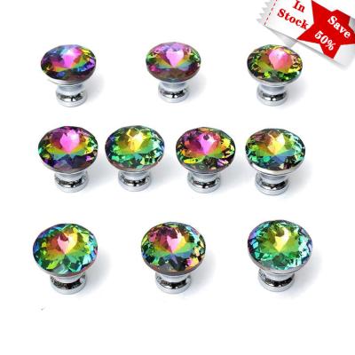 China Modern Crystal Colorful Cabinet Glass Knob 30mm Drawer Cupboard Handles Pulls VT-01.148 for sale